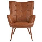 Yaheetech Modern Faux Leather Accent Chair, Brown