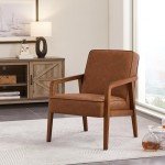 Light Brown PU Leather Accent Armchair