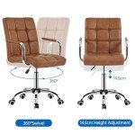 Retro Brown Mid Back Swivel Desk Chair