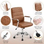 Brown Leather Executive Office Chair with Arms