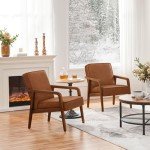 Light Brown PU Leather Accent Armchair