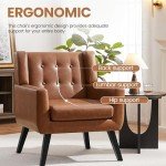 Retro Brown Button Tufted Accent Tub Chair