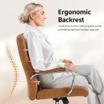 Brown Leather Executive Office Chair with Arms