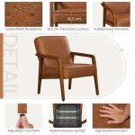 Light Brown PU Leather Accent Armchair
