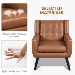 Retro Brown Button Tufted Accent Tub Chair