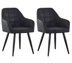Black Faux Suede Leather Accent Dining Chairs