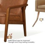 Light Brown PU Leather Accent Armchair
