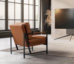 Light Brown Faux Leather Tub Chair for Home
