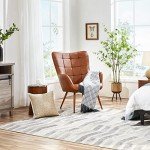 Yaheetech Modern Faux Leather Accent Chair, Brown