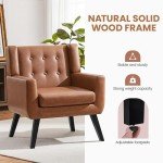 Retro Brown Button Tufted Accent Tub Chair