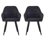 Black Faux Suede Leather Accent Dining Chairs
