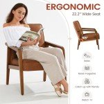 Light Brown PU Leather Accent Armchair