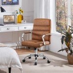 Brown Leather Executive Office Chair with Arms