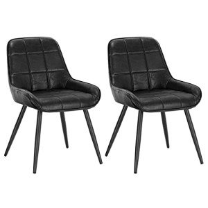 Set of 2 Ergonomic Faux Leather Dining Chairs
