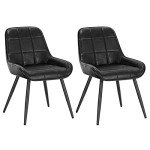 Set of 2 Ergonomic Faux Leather Dining Chairs