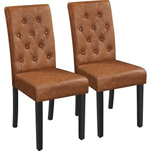 Yaheetech Set of 2 Retro Brown Dining Chairs
