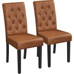 Yaheetech Set of 2 Retro Brown Dining Chairs