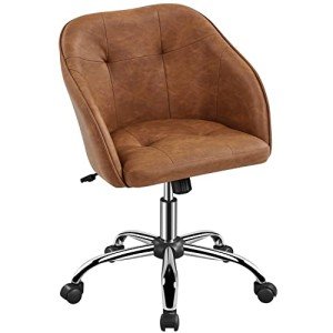Retro Brown Ergonomic Swivel Desk Chair with Armrests