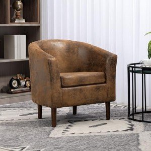 Camden Brown Leather Air Suede Armchair