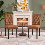 Yaheetech Set of 2 Retro Brown Dining Chairs