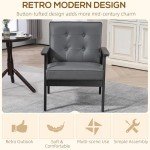 Grey PU Leather Armchair with Wood Frame