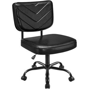 Stylish Height Adjustable Black Armless Desk Chair