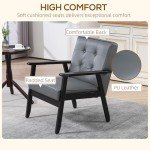 Grey PU Leather Armchair with Wood Frame