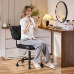 Stylish Height Adjustable Black Armless Desk Chair