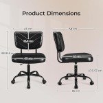 Stylish Height Adjustable Black Armless Desk Chair