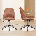 Brown Faux Leather Armless Swivel Office Chair