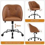 Retro Brown Ergonomic Swivel Desk Chair with Armrests