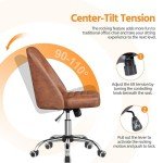 Brown Faux Leather Armless Swivel Office Chair