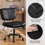Stylish Height Adjustable Black Armless Desk Chair