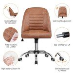 Brown Faux Leather Armless Swivel Office Chair
