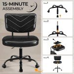 Stylish Height Adjustable Black Armless Desk Chair
