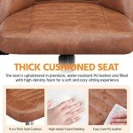 Brown Faux Leather Armless Swivel Office Chair
