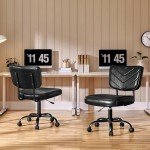 Stylish Height Adjustable Black Armless Desk Chair
