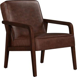 Dark Brown Modern PU Leather Accent Chair