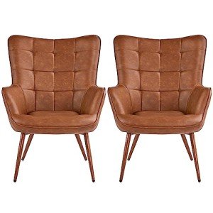 Set of 2 Modern Faux Leather Accent Chairs