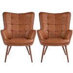 Set of 2 Modern Faux Leather Accent Chairs