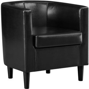 Yaheetech Modern PU Leather Tub Chair - Black