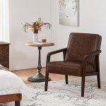 Dark Brown Modern PU Leather Accent Chair