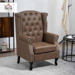 Brown Wingback Armchair - Tufted Leather Accent Chair