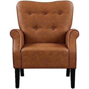 Modern Retro Brown PU Leather Tub Chair