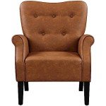 Modern Retro Brown PU Leather Tub Chair