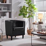 Yaheetech Modern PU Leather Tub Chair - Black