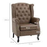 Brown Wingback Armchair - Tufted Leather Accent Chair