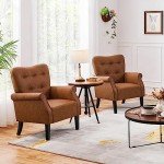 Modern Retro Brown PU Leather Tub Chair