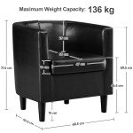 Yaheetech Modern PU Leather Tub Chair - Black