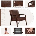 Dark Brown Modern PU Leather Accent Chair